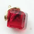 Square red crystal pendant with gold-tone setting for DIY jewelry making - Red