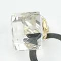 Square transparent crystal pendant charm on a golden base for DIY jewelry making - White