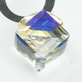 Iridescent cube crystal charm with blue and purple reflections for DIY jewelry making - Blue Luster