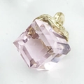 Lavender crystal cube charm with golden metal cap for jewelry making and DIY projects - Pink