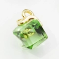 Green crystal square pendant with gold metal clasp for DIY jewelry making - Fruit Green