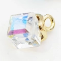 Sparkling AB crystal cube pendant with gold metal loop for DIY jewelry making - AB Color
