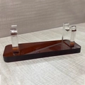 Acrylic display stand with dark brown base and transparent U-shaped holders for pens - 12*4*4.5cm / Amber