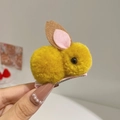 Cute plush yellow rabbit hair clip for children with pink metal alligator base - Yellow