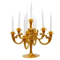 Elegant gold vintage multi-arm cake candelabra with nine small white candles - 9-Arm Candelabra-Gold