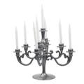 Elegant dark grey five-branch metal candelabra with slim white candles for cake decoration - 9-Arm Candelabra-Grey
