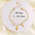 B10040 Double-layered Starfish Shell Anklet Gold