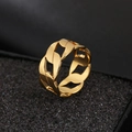 Anillo de acero inoxidable dorado estilo correa de reloj pulido sobre un fondo negro mate - US 6 / Dorado