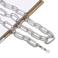 Close-up of silver-toned chunky aluminum eyeglass chain with textured oval links and grip - Chunky Chain / Silver