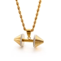 Golden dumbbell pendant necklace with sparkling zircon stones and twisted rope chain - Style A Gold (Pendant Only)