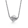 Polished silver dumbbell pendant necklace with micro-pave crystals and rope chain - Style B Steel Color (Pendant Only)
