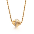 Golden barbell dumbbell pendant necklace with striped texture and inlaid clear crystals - Style B Gold (Pendant Only)