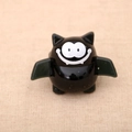 Halloween black bat LED ring with big white smile and glossy finish on woven fabric - Bat