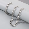 Collana a catena a maglie quadrate in acciaio inossidabile argento lucido con chiusura - Bracciale 21cm / Chiusura a T (9mm)