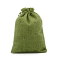 Natural grass green linen drawstring jewelry pouch with rustic burlap fiber texture - 10*14cm / Green