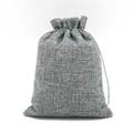 Gray linen drawstring jewelry pouch with rustic texture for gift packaging - 15*20cm / Gray