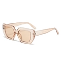 Square oversized sunglasses in transparent champagne frame with light brown lenses - Champagne Frame Champagne Lens