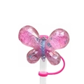 Pink resin butterfly straw cover with glitter sequins for 10mm cups straws - Pink Faceted Butterfly