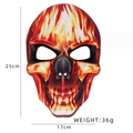 Halloween skull mask featuring red and yellow fire flame textures with size dimensions - Red Flame Style DDB21018
