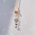 Golden Tree of Life crystal suncatcher with evil eye moon and star prism pendant - Red Agate Tree of Life