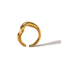 Detail eines 18k vergoldeten Edelstahlrings mit polierter, unebener Textur - Hochglanzpolierter Unregelmäßiger Organischer Stil / Gold