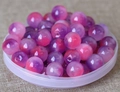 Macro shot of pink and purple gradient round beads for DIY handmade jewelry crafts - 8mm / Purple Red Pattern