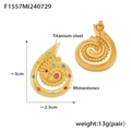 Orecchini a spirale in acciaio al titanio con strass colorati e placcatura in oro 18k - Acciaio al titanio / Oro Strass Multicolore