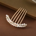 Peineta de perlas y estrás vintage hanfu accesorio de pelo para novia recogido elegante - Perla Blanca Peineta 4