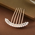 Elegant pearl rhinestone hair comb shiny metal insert pin bridal hair accessory for women - White Pearl Hair Comb 3