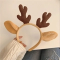 Serre-tête mignon en peluche avec bois de renne pour Noël et oreilles douces marron - 1# Bandeau Bois de Renne-Marron