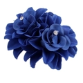 Barrette à cheveux rose en tissu bleu marine avec cristal étincelant pour femme - Bleu Royal