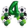 Set palloncini compleanno calcio con numero 4 verde e palloncini in alluminio calcio - Set Numero 4