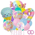 Colorful candy and ice cream balloon set for kids birthday party decoration - Blue Cone Candy Cane Style