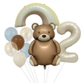 Teddybär und Nummer 2 Ballon-Set in Creme und Braun für die zweite Geburtstagsfeier - Mattes Teddybär-Set 2