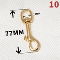 Brass swivel snap hook for bags and pet leashes in golden finish, size 13mm by 77mm - No.10 13x77mm