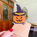 Fermaglio per capelli di Halloween con zucca in feltro e cappello da strega nero - Fermaglio per Capelli Cappello da Mago Zucca