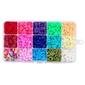 Detail view of 15-grid storage box with colorful polymer clay heishi beads for DIY jewelry - 15 Grids Polymer Clay Beads