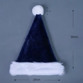 Classic dark blue plush Christmas hat with white faux fur trim and pompom 38x28cm - 38*28cm / Navy Blue Long Plush Kids