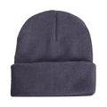 Detail view of dark grey knitted beanie showing the fine knit texture and folded cuff - Dark Gray
