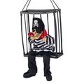 Halloween pirate prisoner in black cage with striped shirt and skull hat for decoration - Pirate Cage Ghost