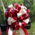 Large red and white double-layer wedding car bow ribbon for mirror decoration - Wine Red + Champagne 5Pcs/Pack