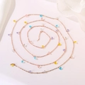 Artistic spiral view of rose gold necklace with colorful heart-shaped crystal charms - Colorful Heart Crystal Chain