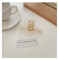 Transparent French style hair claw clip featuring a stylish gold circular metal ring detail - Transparent - Metal Circle