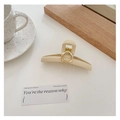 French minimalist beige rectangular hair claw clip with golden metal ring accent - Creamy White - Metal Circle