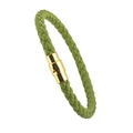 Grünes geflochtenes Lederarmband für Damen mit edlem goldenem Magnetverschluss - Grün