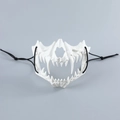 White skeleton half face mask with sharp fangs for Halloween beast cosplay props - Tiger White