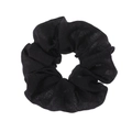 Minimalist French style black pleated fabric scrunchie for elegant women hairstyles - Black