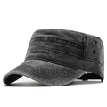Gorra militar vintage de algodón lavado en gris antracita con correa ajustable - M (56-58cm) / Negro
