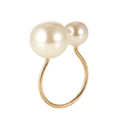 Minimalist gold-tone U-shaped napkin ring featuring two elegant white pearls - U-Shape Gold with White Pearl