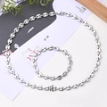 Kaffeebohnen-halskette Und -armband (edelstahl) | 1 Set/paket / 115 X 9 Mm (länge: 550 Mm Und 220 Mm)